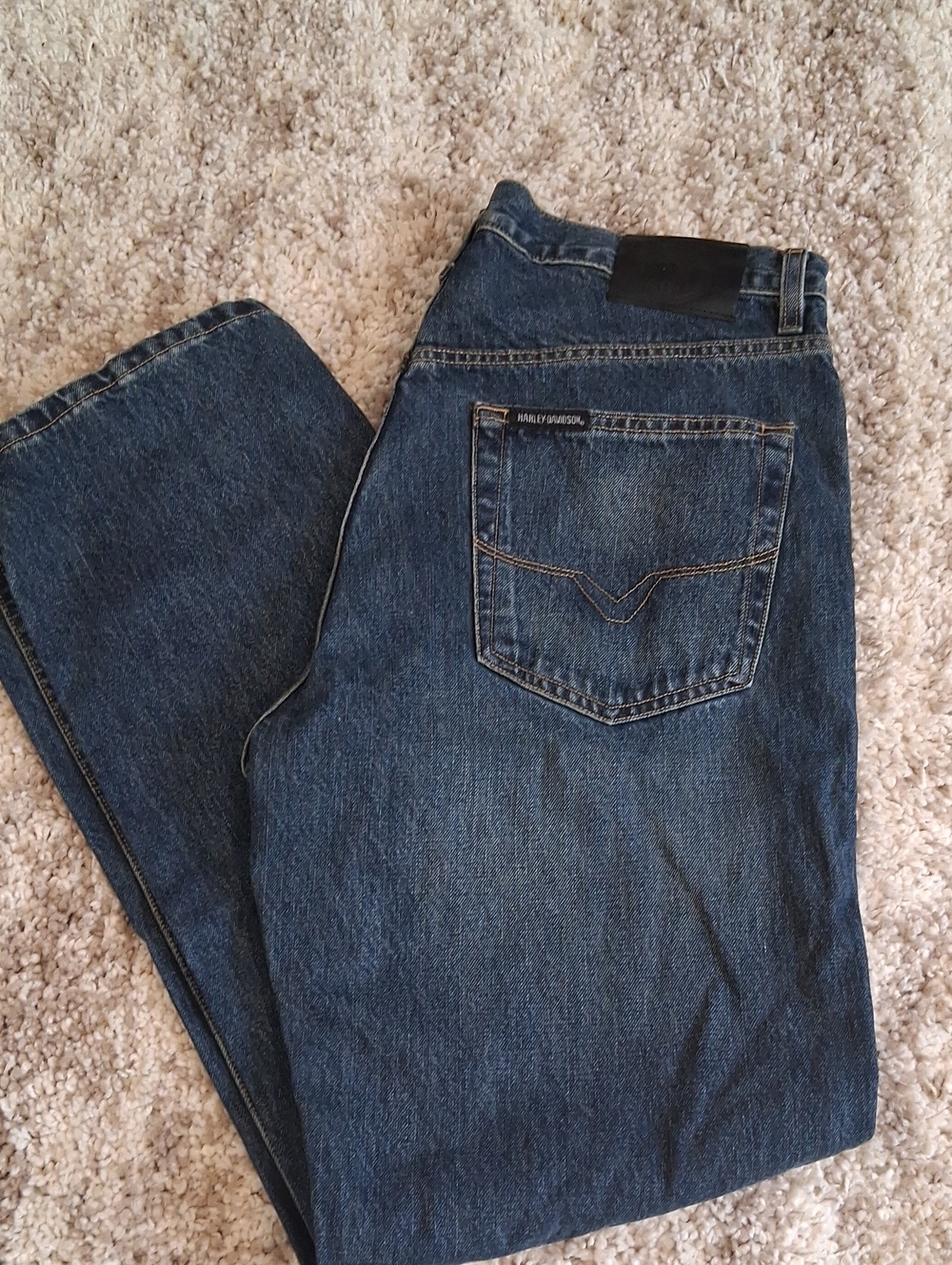 Harley-Davidson Men’s Indigo Blue Straight Jeans Size 36×32